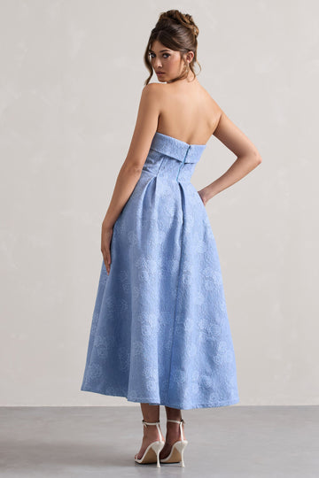 Matisse Blue Lace Strapless Midi Dress